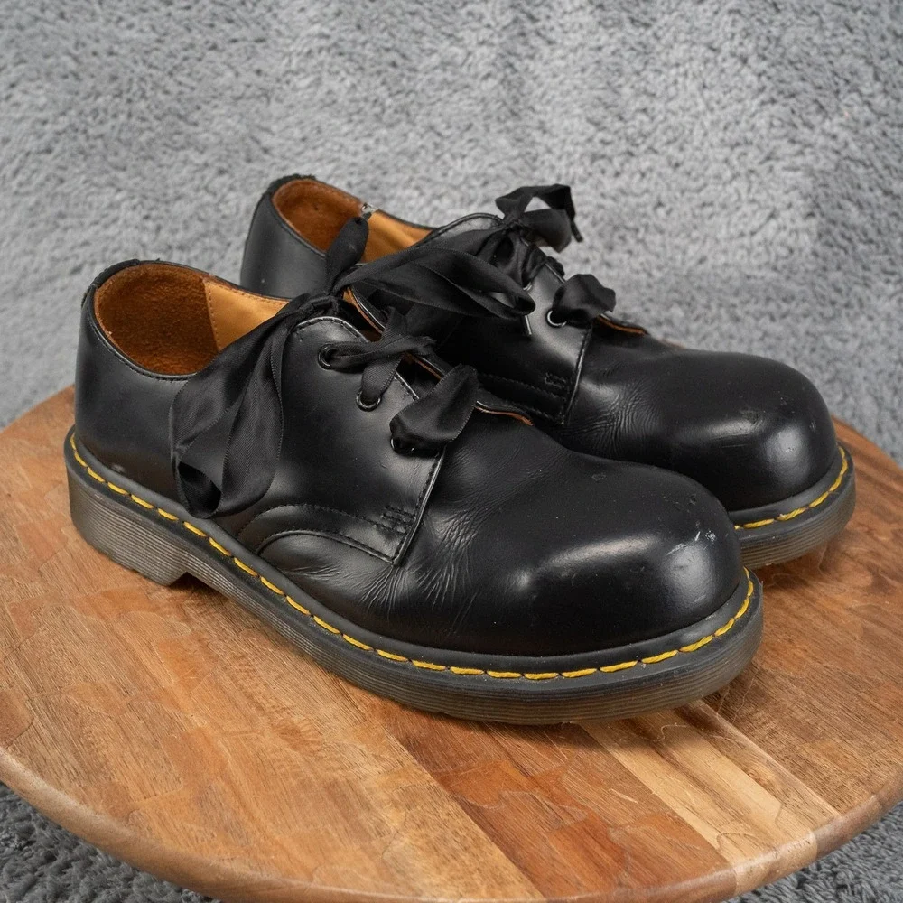 Dr. Martens 1925 Steel Toe Oxford Mens Size 6 Black Good Leather 5400 PW